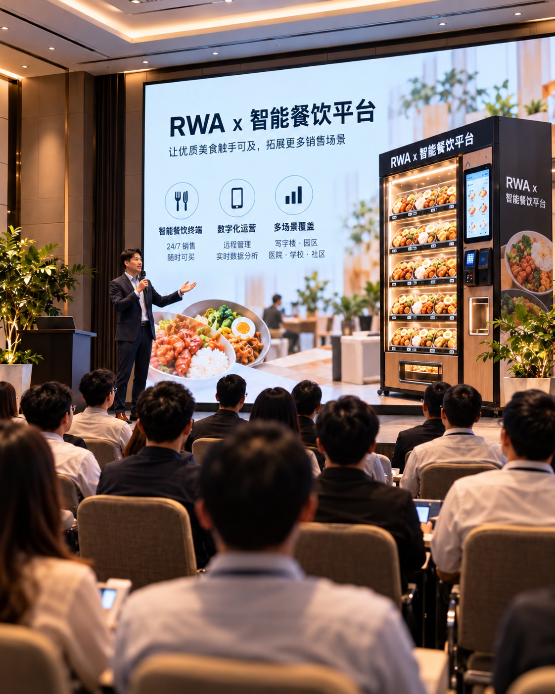 Speaker presenting the RWA smart dining platform